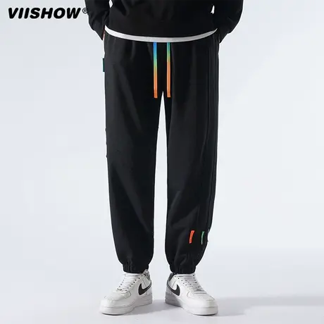 VIISHOW卫裤男休闲裤男日系春秋款抽绳宽松束脚针织运动长裤子男商品大图