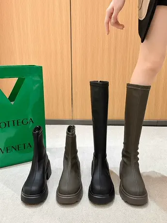 粗跟厚底不过膝长靴女2023新款显腿长马丁靴春秋高筒瘦瘦骑士靴子图片