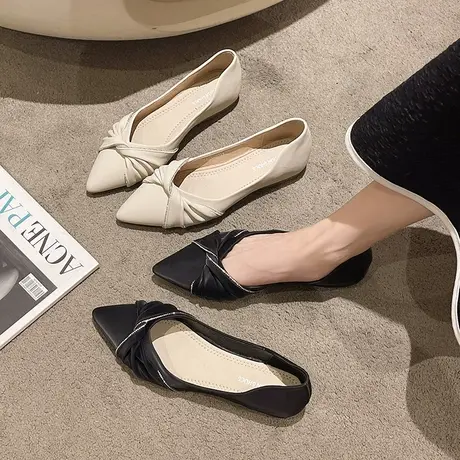 永希单鞋女平底2023年春季新款法式浅口一脚蹬女鞋晚晚风孕妇瓢鞋商品大图