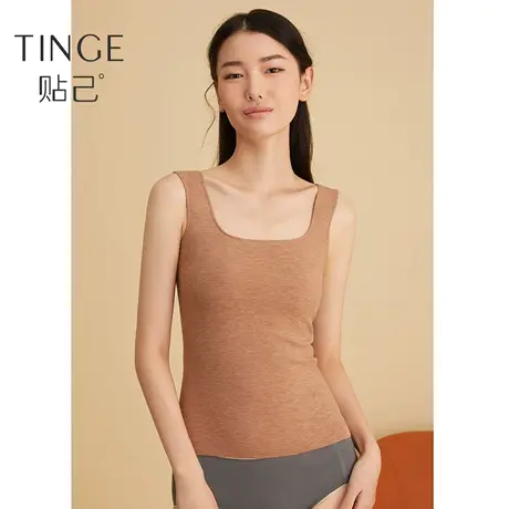 TINGE桑蚕丝保暖内衣女秋冬吊带背心带胸垫一体打底内搭透气秋衣商品大图