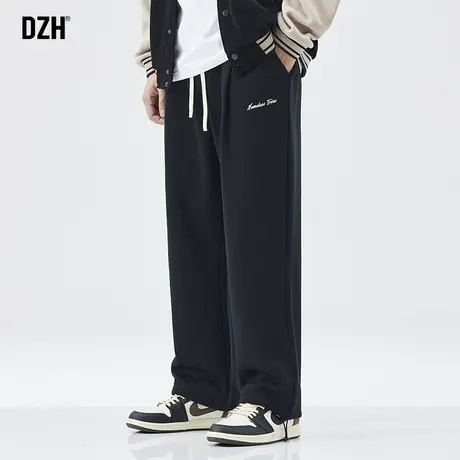 男士黑色直筒卫裤男春季2024新款抽绳束脚裤休闲长裤运动裤子男款商品大图