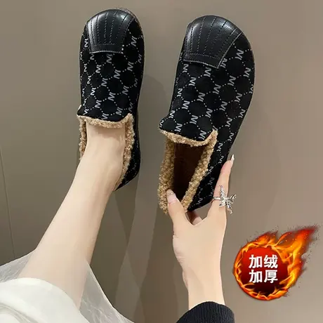 老北京布鞋女小棉鞋一脚蹬加绒单鞋秋冬软底防滑孕妇鞋子舒适休闲图片