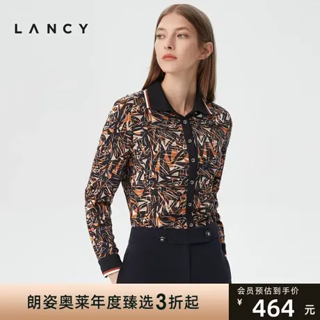 [特价]朗姿集团奥莱清仓特卖秋季新款印花单排扣通勤风女式衬衫商品大图