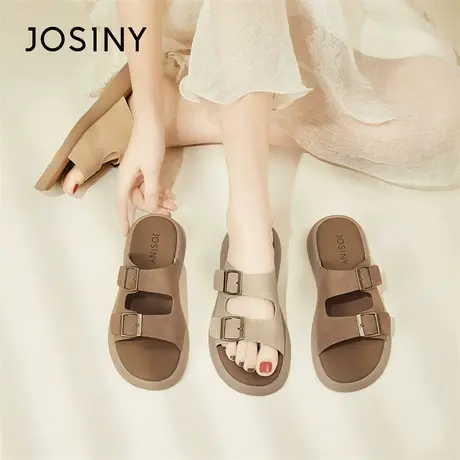 Josiny/卓诗尼2024春夏季新款女士时尚拖鞋平底套脚凉拖户外女鞋商品大图