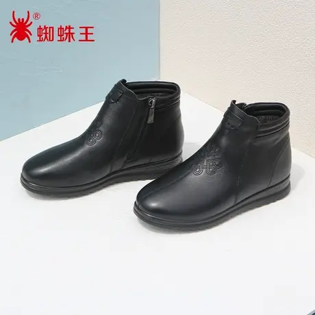 SPIDER KING/蜘蛛王靴子女真皮2022冬商场新款皮靴老人妈妈鞋加绒图片
