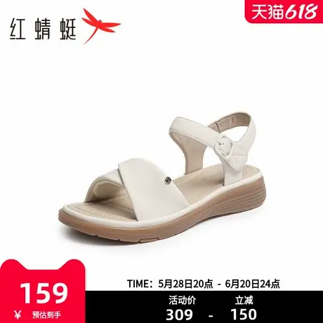 红蜻蜓凉鞋女2025夏季新款女鞋软底舒适通勤妈妈凉鞋女士粗跟鞋子商品大图