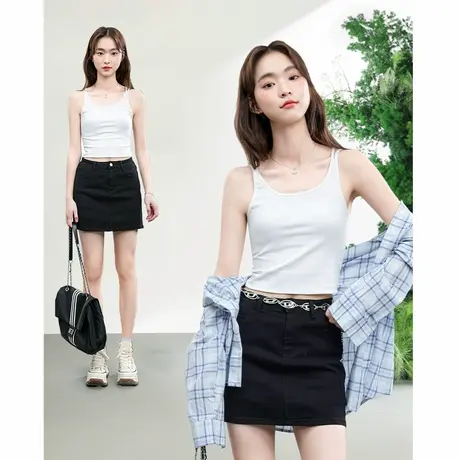 KMV真维斯吊带背心女外穿2025新款夏季短款方领紧身显瘦内搭上衣图片