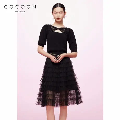 商场同款 可可尼COCOON2024秋冬新款气质碰撞两件式显瘦连衣裙女图片