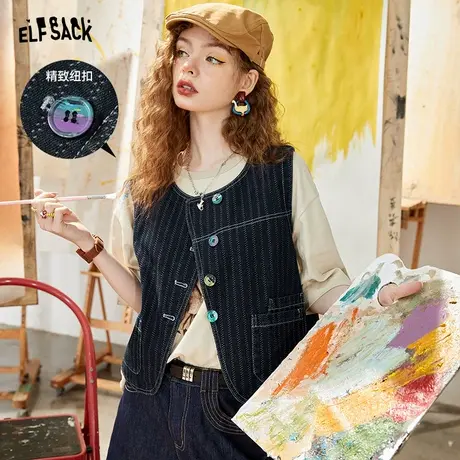 妖精的口袋短款背心马甲女2023夏新款无袖复古小个子显瘦薄款马夹商品大图