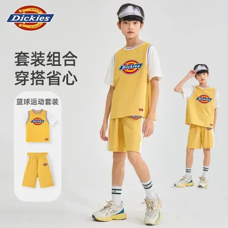 Dickies童装男童套装夏季儿童凉感速干短袖t恤男孩美式两件套潮A商品大图