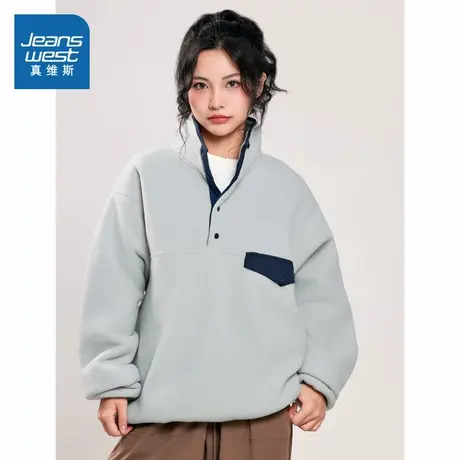 LY真维斯女装2025真维斯秋季新款 保暖舒适立领羊羔绒卫衣上衣商品大图