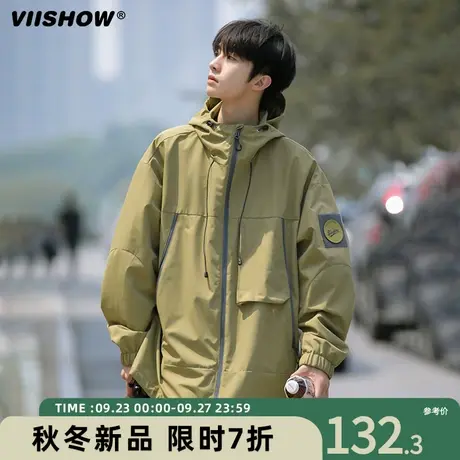VIISHOW冲锋夹克外套男士春秋款潮牌工装夹克男连帽户外防风上衣商品大图