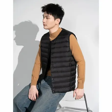 唐狮冬季男短款新款休闲简约百搭轻便保暖内胆羽绒服马甲TD图片