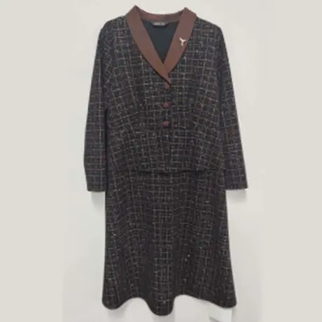 爱朴大码女装气质法式假两件胖mm休闲显瘦遮肉2023秋季新款连衣裙商品大图