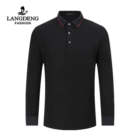 浪登男士长袖Polo衫2023秋冬季新款简约亲肤舒适翻领T恤男爸爸装图片