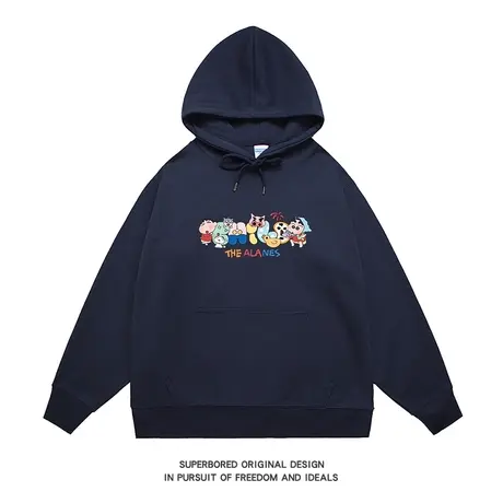 趣味卡通印花卫衣男青少年春秋薄款连帽情侣装宽松休闲上衣外套商品大图