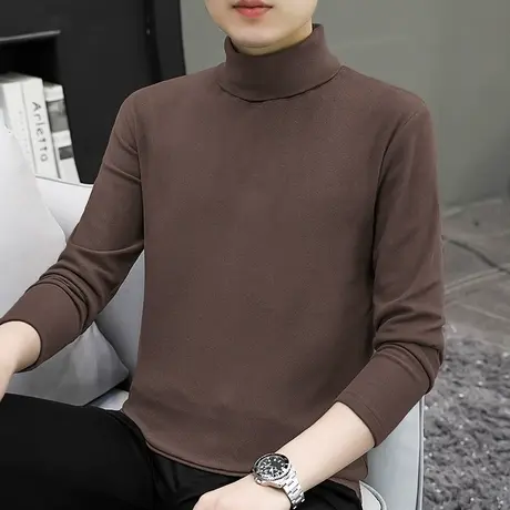 300g重磅德绒长袖t恤男士纯色双面绒高领内搭打底衫保暖秋衣小衫图片