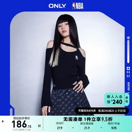 ONLY奥莱夏季NBA联名款时尚潮流显瘦露肩针织衫女商品大图