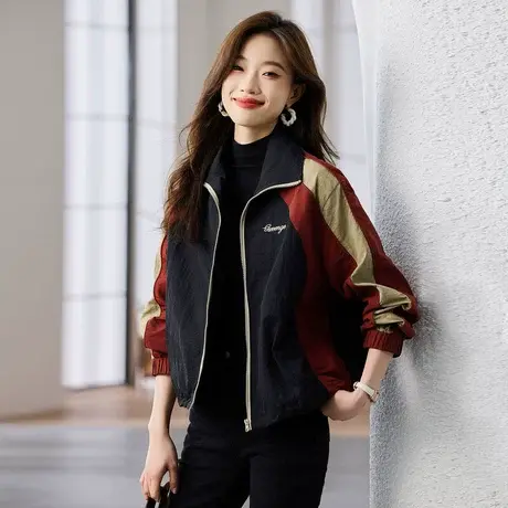 时尚百搭休闲夹克外套女士2023年秋季新款复古小众显瘦上衣商品大图