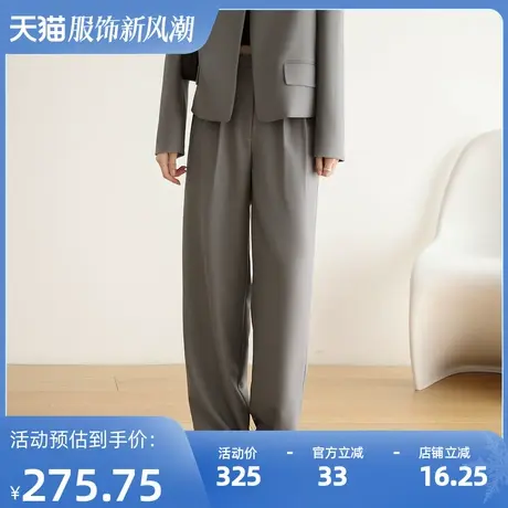 2025春季新款高腰休闲时尚西装裤宽松显瘦直筒阔腿裤拖地裤商品大图