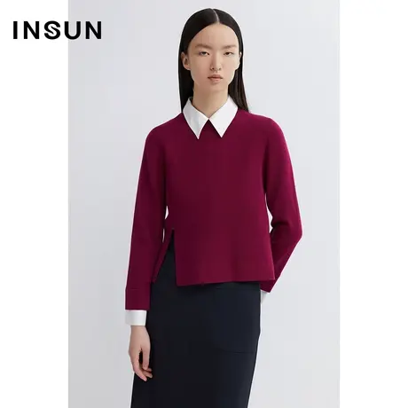 INSUN恩裳春季假两件羊毛针织衫图片