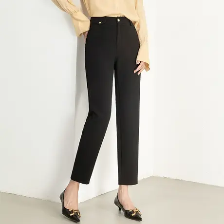 黑色西装裤女小个子九分裤2023新款春秋女裤秋季裤子女休闲哈伦裤商品大图
