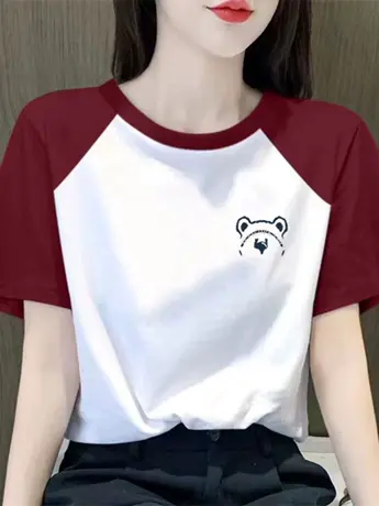欧货大版仿棉正肩短袖t恤女2023新款夏季小众设计感女装洋气上衣图片