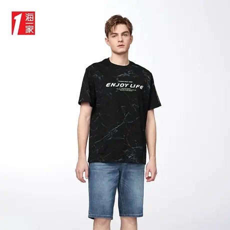 海一家时尚潮流短T夏季宽松印花休闲活力短袖T恤男商品大图
