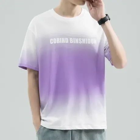 纯棉圆领男士短袖半袖T恤夏季薄款全棉打底衫上衣服ins爆款情侣装商品大图