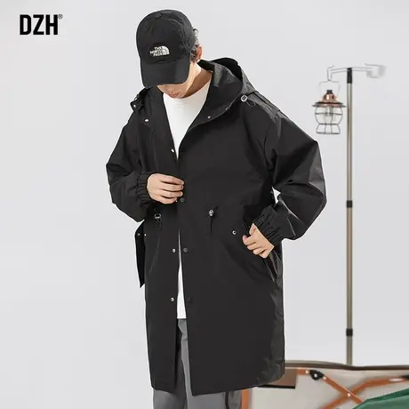 男士黑色风衣男长款过膝英伦风秋季外套男款2024新款休闲夹克连帽商品大图