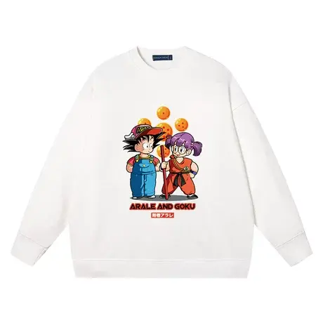 秀洛七龙珠孙悟空联名阿拉蕾高达恶搞图案纯棉长袖无帽圆领卫衣男商品大图