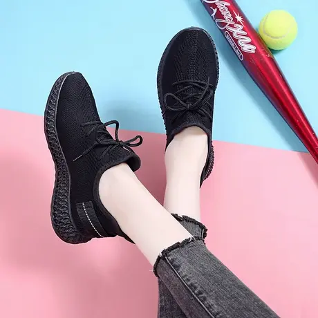 老北京布鞋女时尚上班鞋纯黑网面运动鞋久站不累脚肯德基工作鞋潮商品大图