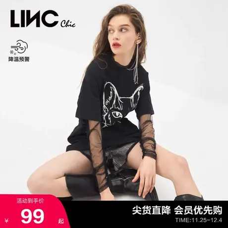 【T恤合集】LINCCHIC金羽杰T恤女印花宽松纯棉短袖S211TS157图片