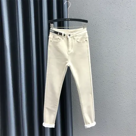 欧货铅笔裤女2023秋冬新款韩版加绒保暖时尚百搭紧身外穿牛仔长裤商品大图