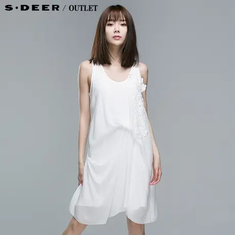 【新品】sdeer圣迪奥专柜正品女装唯美勾花无袖连衣裙3281279图片