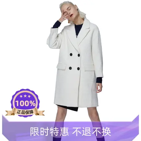 季候风新款纯色通勤连帽直筒阔版加厚羊毛呢大衣外套女6844DA230图片