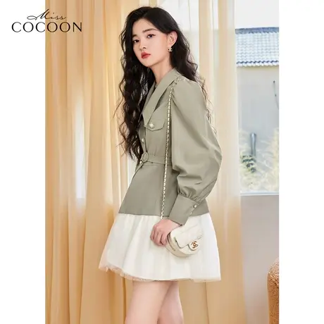 missCOCOON法式泡泡袖短款风衣女2023新款春季显瘦气质小个子外套商品大图