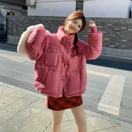 OtherMIx设计感短款羽绒服女2023冬季新款保暖加厚面包服学生外套图片
