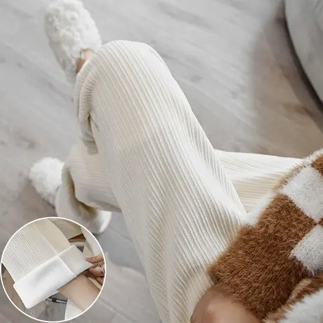 灯芯绒阔腿裤2023秋冬新款加绒加厚保暖休闲裤高腰宽松直筒条绒裤图片