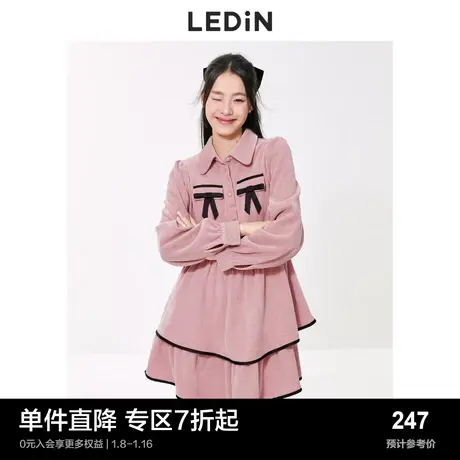 乐町小香风收腰连衣裙春季女绒面小个子千金公主蛋糕裙子商品大图