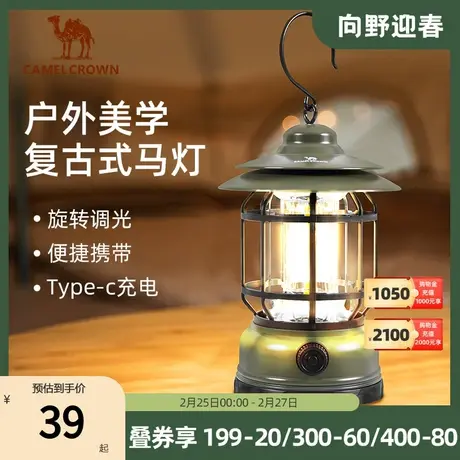 骆驼户外露营灯野营led灯营地灯复古马灯挂灯充电帐篷灯超长续航商品大图