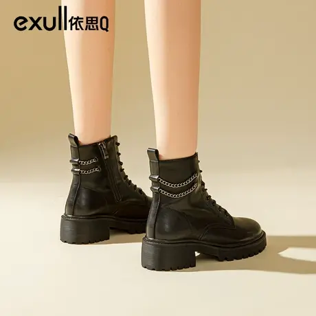 依思q马丁靴英伦风炸街小短靴瘦瘦靴2023新款加绒棉鞋小众短靴女商品大图