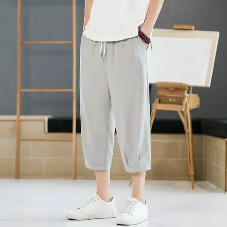 冰丝短裤男士休闲七分裤宽松六分中裤2022夏季薄款商务直筒马裤子商品大图