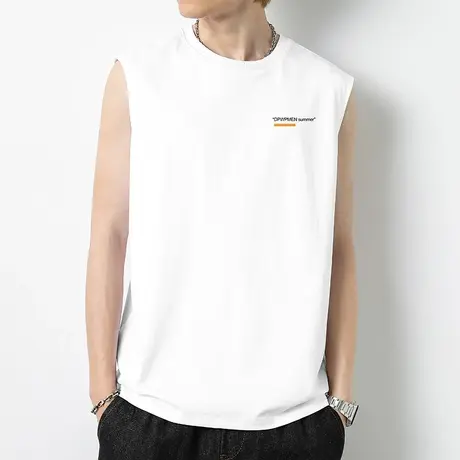 重磅纯棉白色背心男士夏季薄款液氨长绒棉跨栏运动坎肩无袖t恤男商品大图