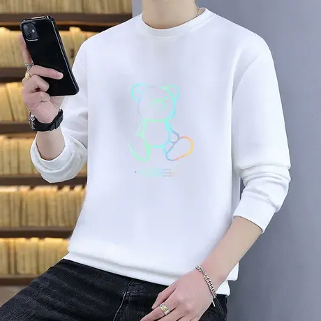 秋季卫衣男2023新款长袖t恤男春秋装衣服潮流打底衫秋衣内搭体恤商品大图