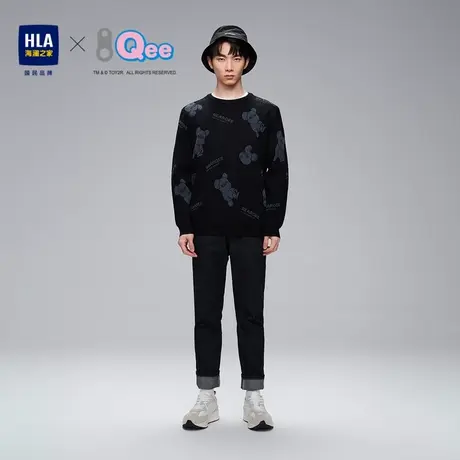 HLA/海澜之家2023Qee系列针织衫冬新款卡通图案柔软圆领毛衣男商品大图