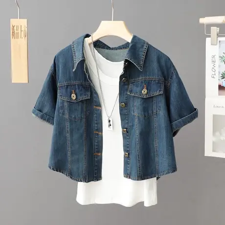 复古港味短款牛仔外套女短袖设计感小众夏季新款休闲外搭时尚上衣商品大图