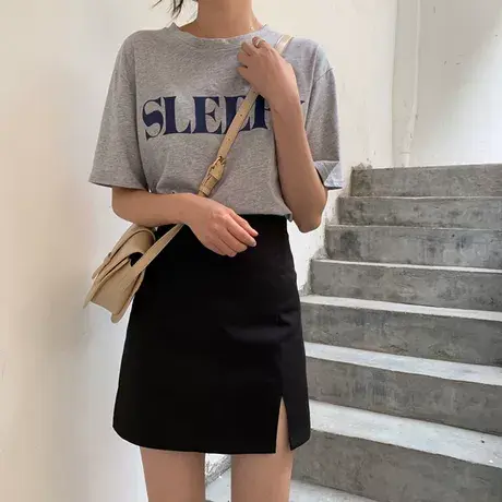 黑色休闲裤子不规则裙裤女春夏宽松韩版阔腿西装高腰显瘦短裤秋冬商品大图