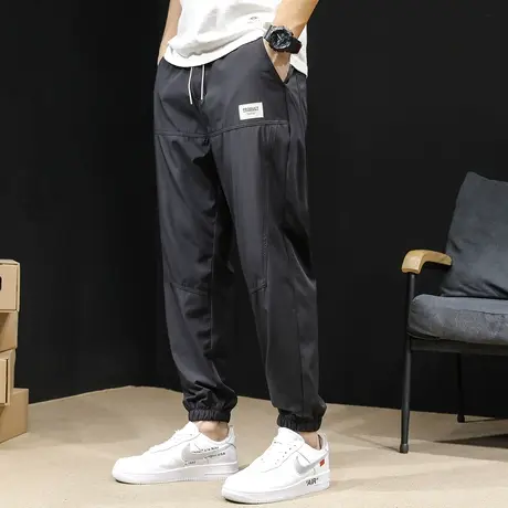 冰丝轻薄运动休闲裤男夏季宽松潮牌大码九分束脚哈伦速干空调裤商品大图