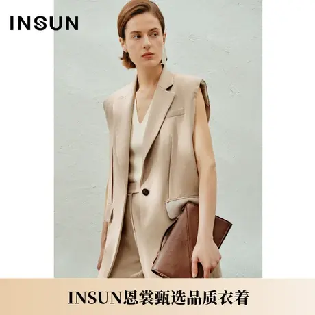 INSUN恩裳夏季中性三醋酸西装领微垫肩马甲商品大图